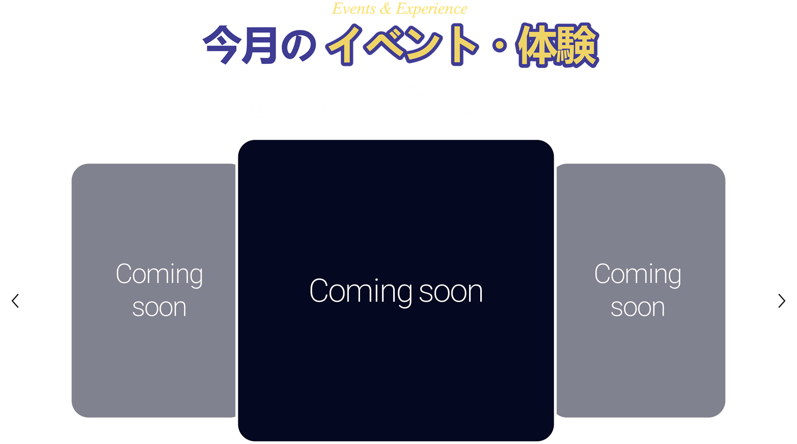 今月のイベント・体験 (Events & Experience)